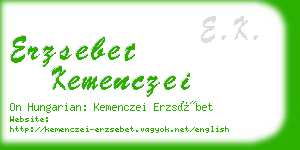 erzsebet kemenczei business card